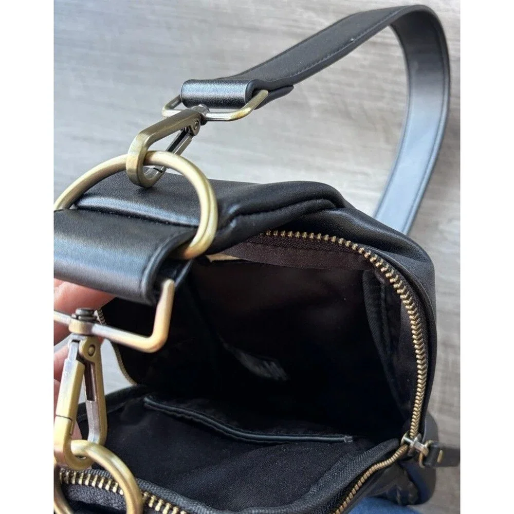 Anthropologie Urban Originals Liberty Black Woven Sling Bag CrossBody Purse Trav - Picture 6 of 6